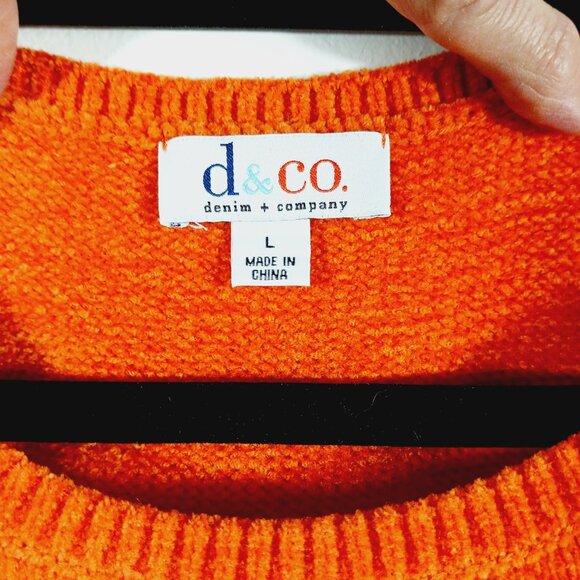 Denim & Company Orange Hooded Sweater Jacket & Tank, Size Large, Fall, Halloween - Picture 2 of 16